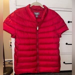 Martha Stewart Red Puffer Short Sleeved Signature Vest Women Size Large